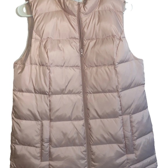 J Jill Down Filled Vest Women Medium Petite Pink Puffer Zip Vest - Picture 1 of 6